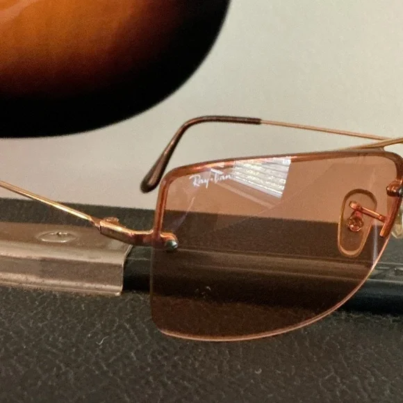 RAY-BAN Vintage Square RB3158 Unisex Orange Tinted Sunglasses - Picture 14 of 16